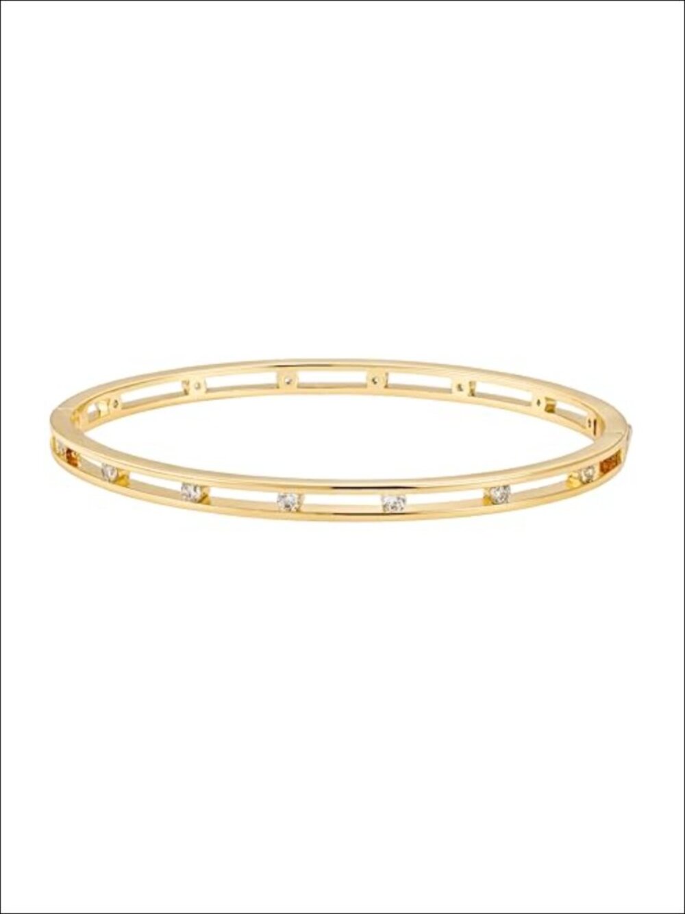 Dainty Stacking CZ Diamond Bangle Bracelet, 18K Gold Plated Silver